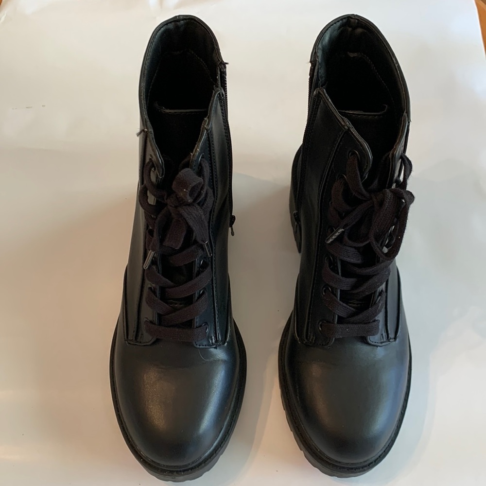 Black heel combat boots